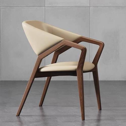 新中式实木餐椅茶桌椅北欧扶手靠背书桌椅设计师家用洽谈休闲椅子