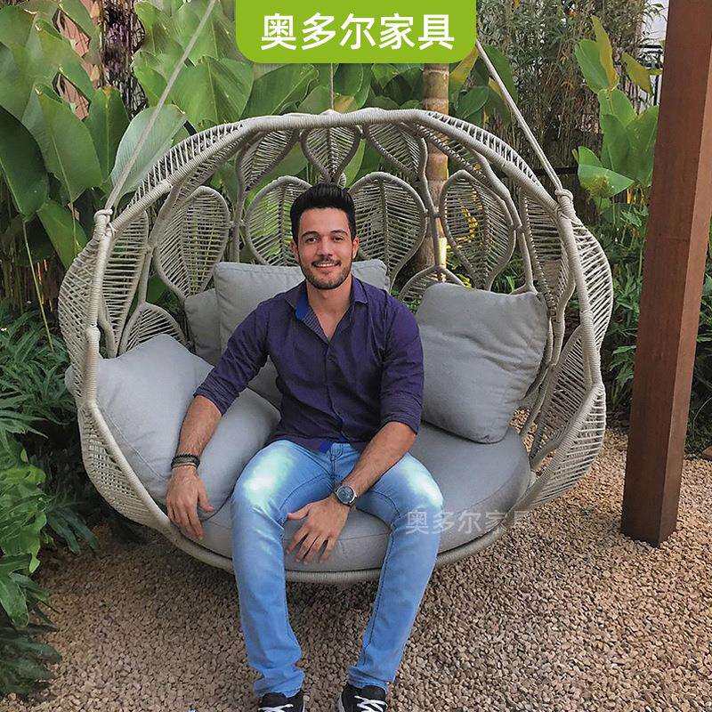 网红鸟巢家用阳台吊篮椅秋千庭院户外落地摇篮阳台单人大吊床双人