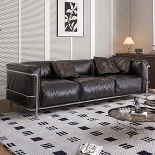 覆古轻奢柯布西耶LC3真皮沙发客厅小户型意式覆古包豪斯怀抱沙发