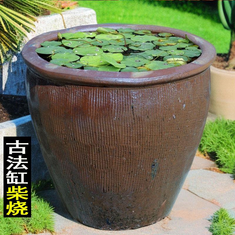 老式旧缸古法缸养鱼缸腌菜坛荷花缸流水生态缸大号落地净化陶瓷缸