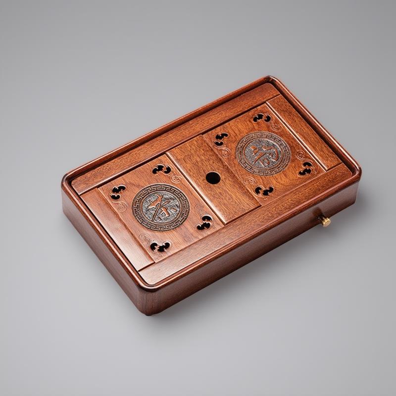 家用花梨实木茶盘办公室小型储水茶托盘长方形茶台高档干泡台茶海