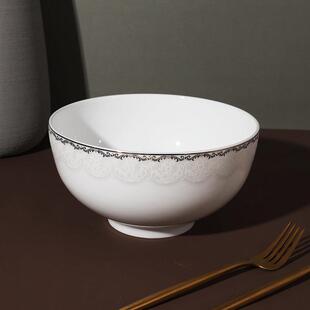 隆昌唐山骨瓷碗饭碗装泡面碗家用骨瓷碗碟盘香榭丽舍乔迁餐具套组