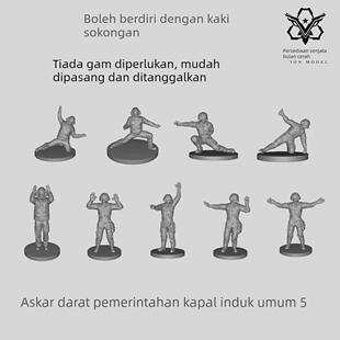 航母指挥地勤兵人 舰载机 树脂白模 1/700/350船舶舰艇模型 SL005