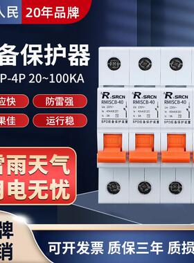 上海人民防雷SPD后备保护器SCB浪涌后备保护装置2P4P60KA40KA20KA