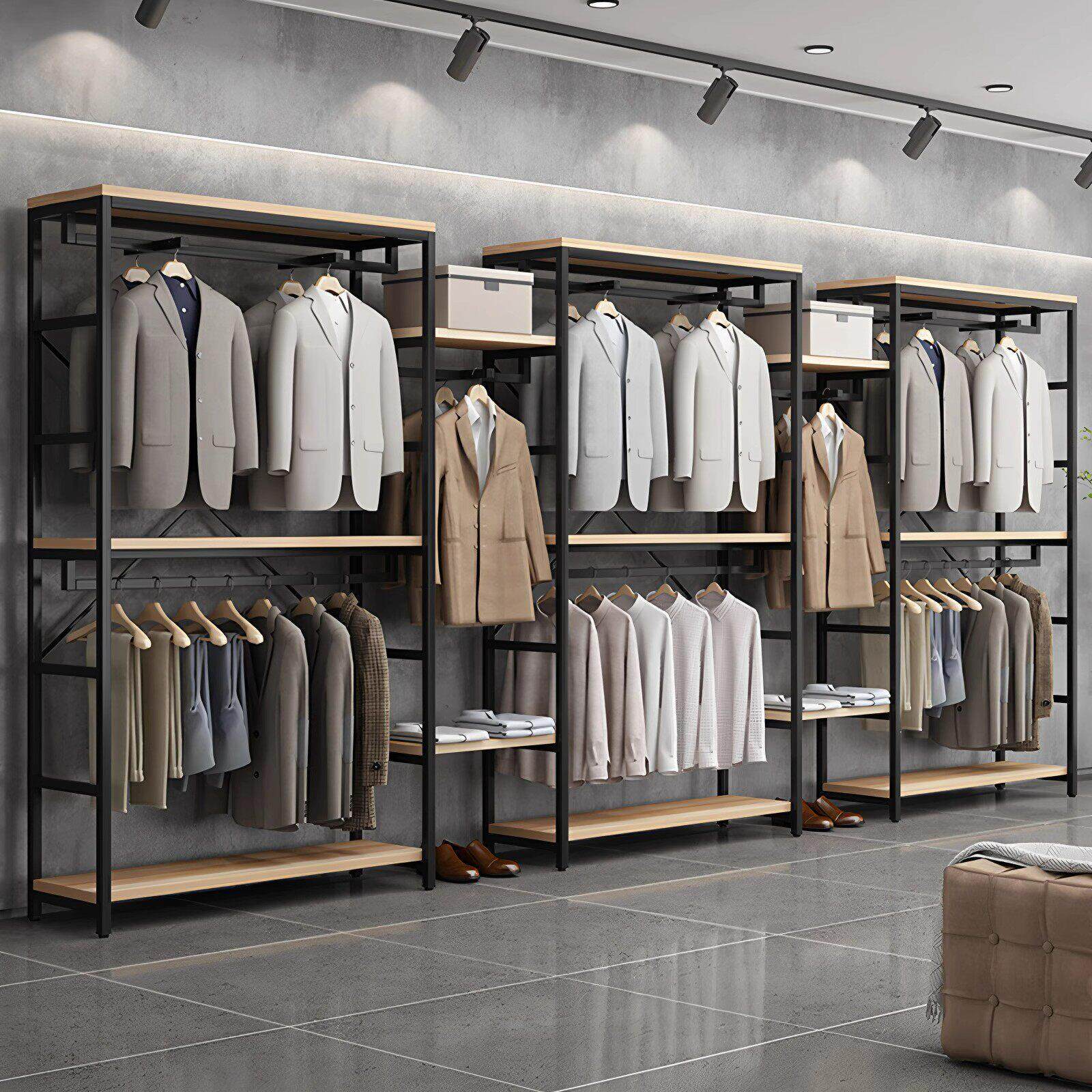 服装展示架男女童装双层落地衣架商场陈列架衣服店货架铁艺挂衣架