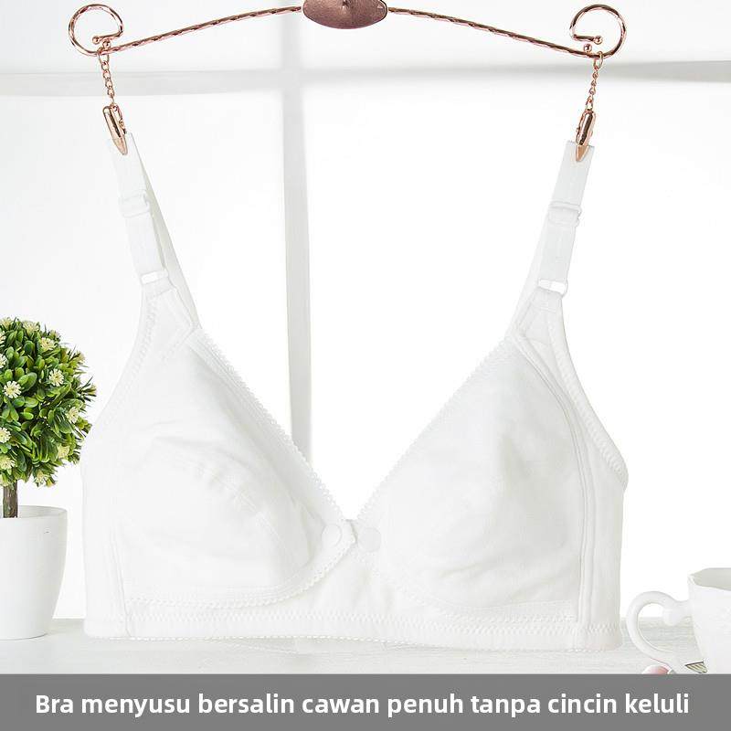 产妇哺乳文胸无钢圈纯棉怀孕期孕妇内衣胸罩前开扣产后喂奶白肉色