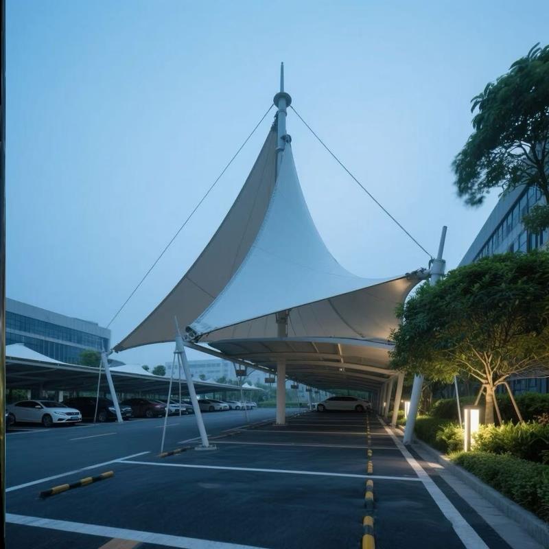 膜结构电动车充电桩车棚社区户外自行车停车雨蓬新创张拉膜汽车棚