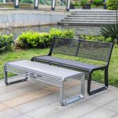 公园户外长椅广场社区双人靠背长条凳子室外防水防晒铁艺休闲 座