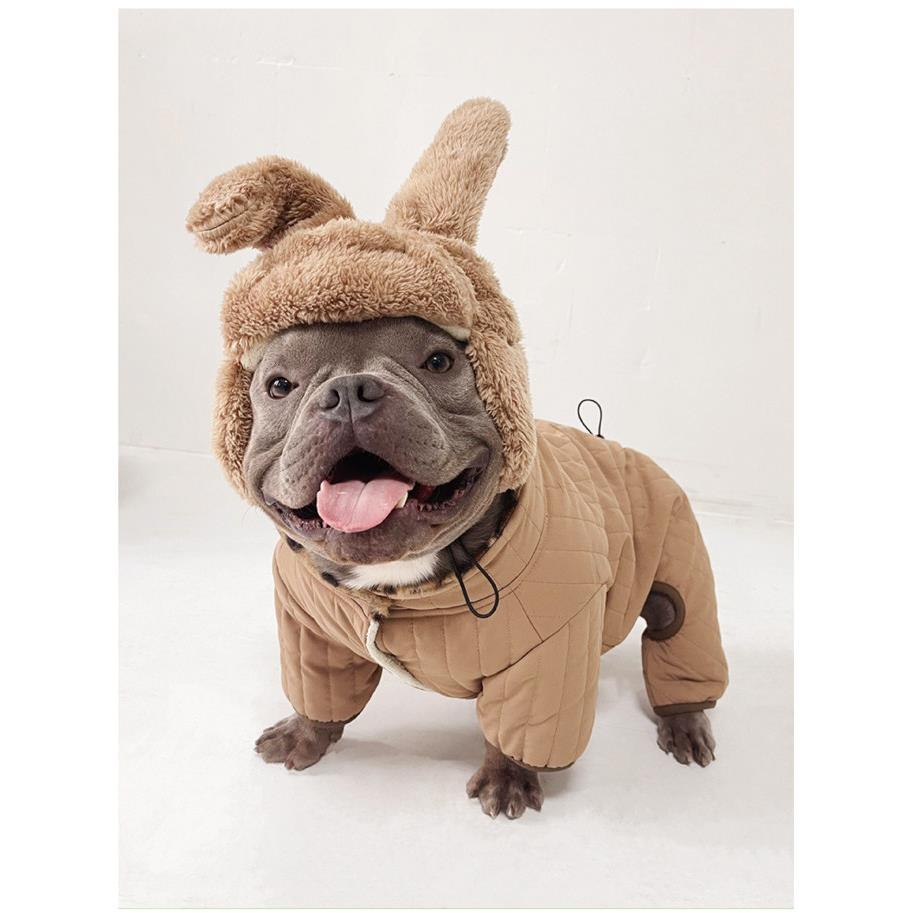 宠物冬装法斗加厚四脚棉衣恶霸犬雪纳瑞泰迪柴犬柯基衣服四脚连体