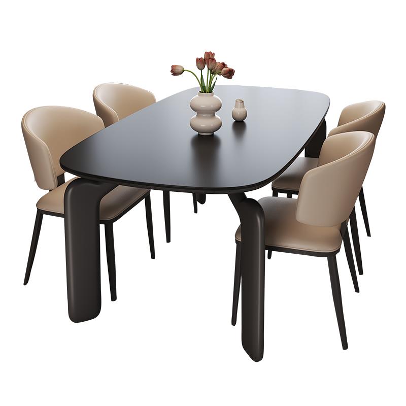 岩板餐桌椅组合小户型家用简约现代轻奢意式极简亮光长方形饭桌子