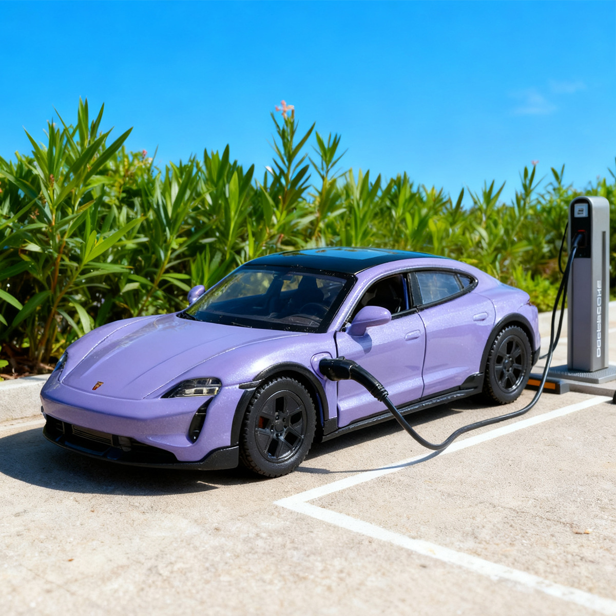 彩珀1：36保时捷Taycan合金汽车模型回力声光玩具仿真新能源热销