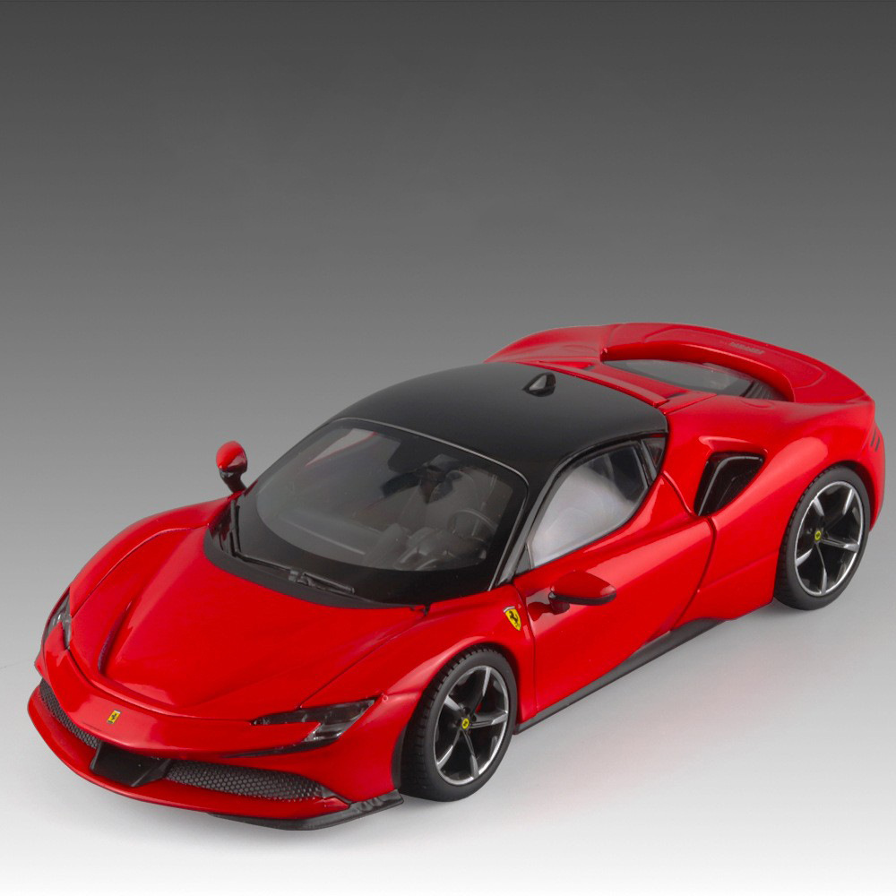 驰美正版1:24利SF90合金车模型 4开门 仿真合金车模精致版收藏级