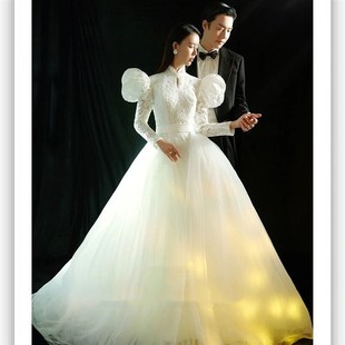 蕾丝旗袍复古外景旅拍情侣摄影婚纱礼服 中式 新款 影楼拍照主题服装