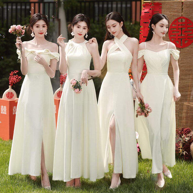 伴娘服礼服2025新款高级感小众缎面姐妹团日常可穿学生日成人礼