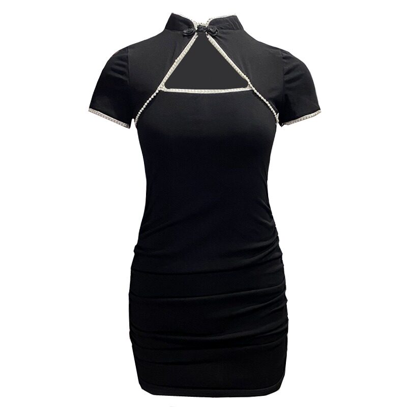 2021夏季夜场制服性感女装镂空年轻款少女旗袍短款改良包臀连衣裙