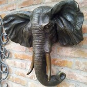 象头挂件壁挂大象铜雕塑工艺品创意家居装 饰品墙壁挂饰壁饰创意