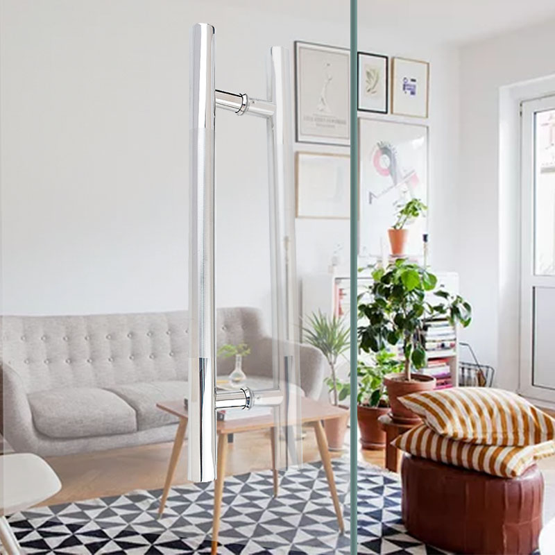 加厚304不锈钢拉手圆形拉丝中式简约大门拉手玻璃门木门对装把手