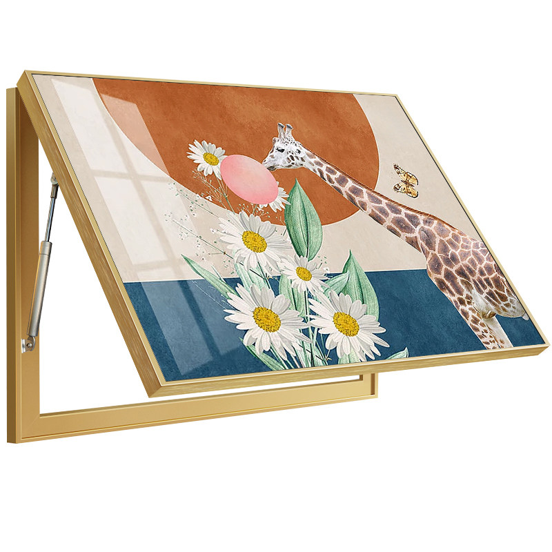 电表箱装饰画客厅开关盒遮挡墙壁画配电箱装饰画液压杆免打孔挂画