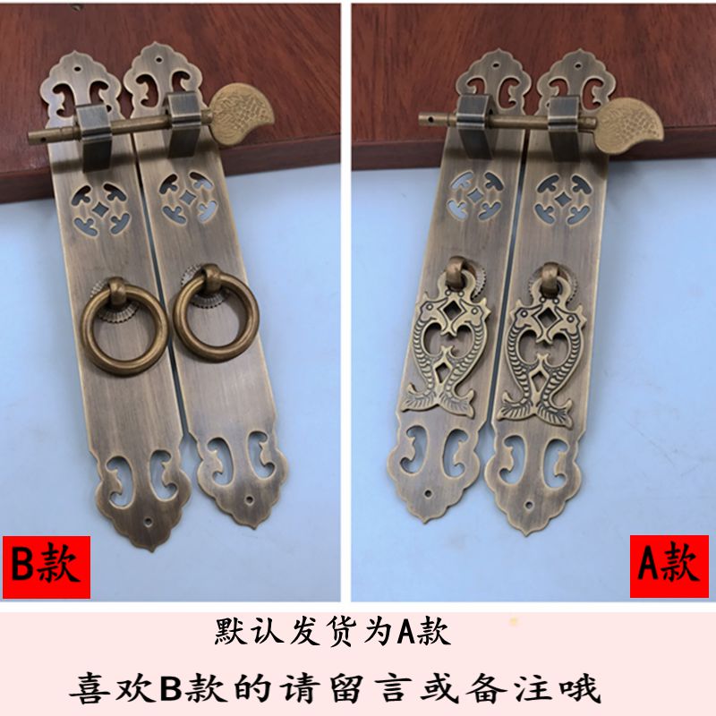 仿古拉手中式纯铜直条把手柜门拉手招财进宝铜拉手五金家具铜配件
