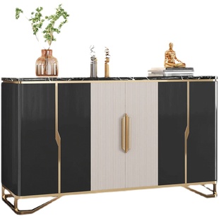 意式餐边柜实木酒柜靠墙客厅大理石进门玄关柜隔断装饰柜轻奢鞋柜