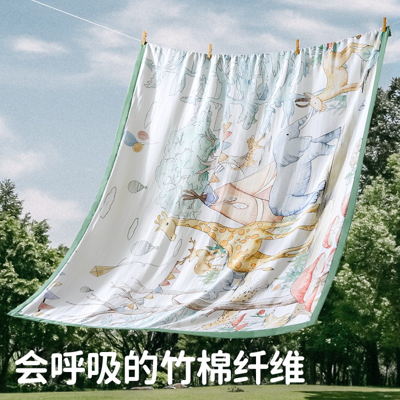 欧孕婴儿盖毯竹棉纱布宝宝夏凉被幼儿园空调被新生儿四季多功能毯
