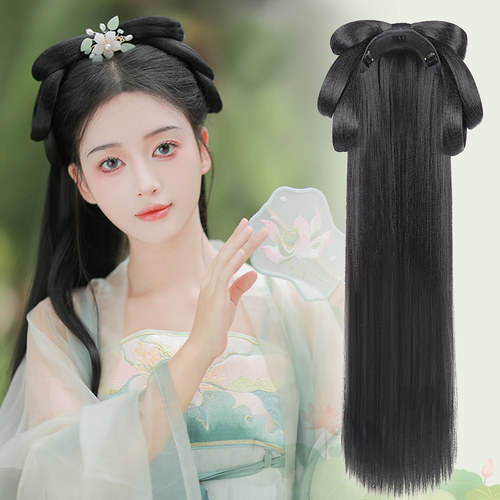 汉服头饰假发古风一体式懒人发箍全头套古装百搭明制盘发发髻造型