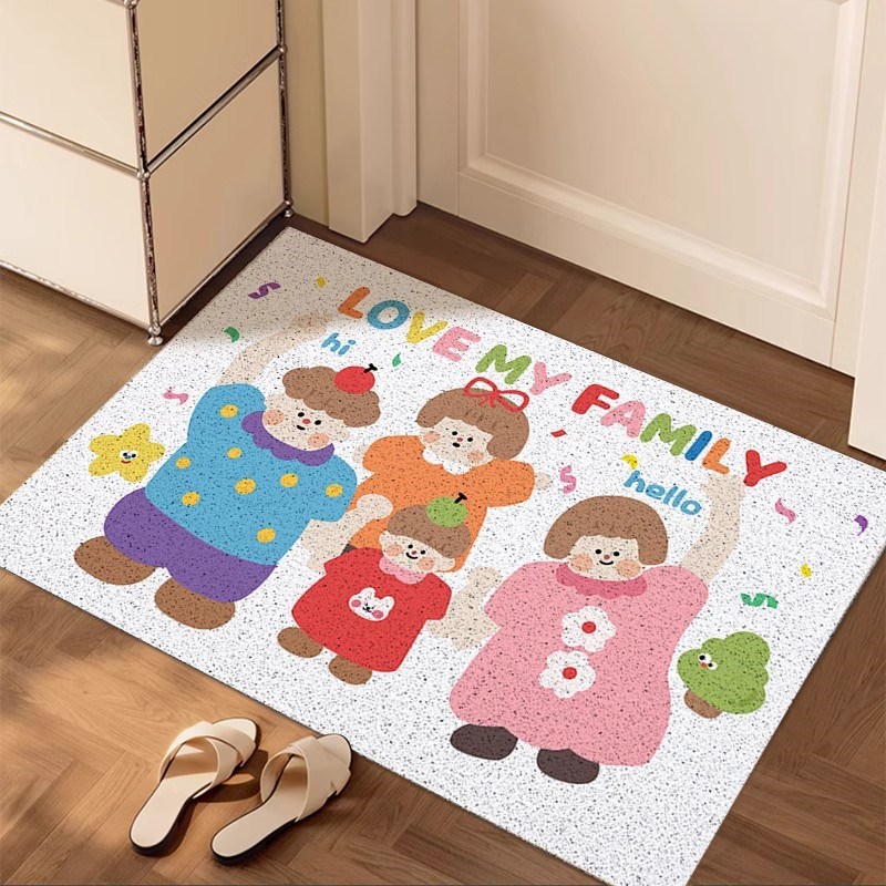 卡通入户门地垫可裁剪丝圈门垫玄关进门蹭土防滑脚垫家用耐脏地毯