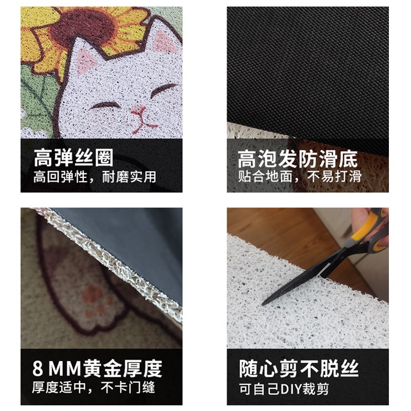 丝圈PVC地垫入户门垫子玄关门口地垫进门家用轻奢可剪裁猫咪地毯