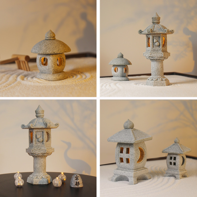 小石灯摆件中式石灯日式微景观造景青石灯模型宫灯手办日料店装饰