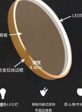 铝合金圆形框LED灯画框月球灯外框新中式发光框装裱带灯框挂墙