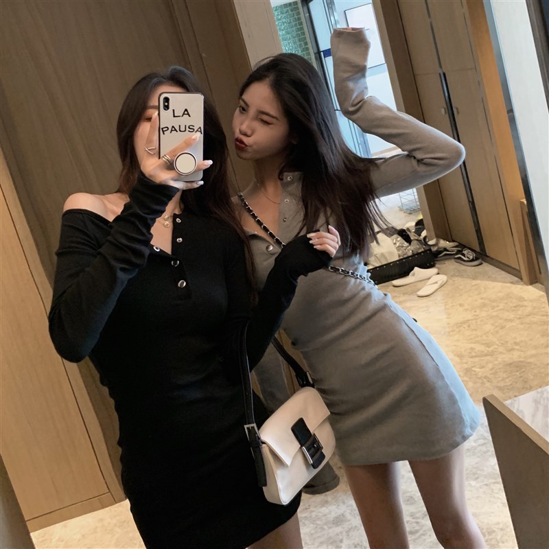 黑色包臀连衣裙女内搭2021年秋冬装新款御姐气质紧身显瘦打底裙子