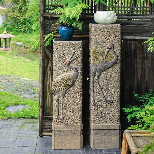 汉韵堂新中式仿石柱底座展示柱户外庭院花架装饰室内客厅落地摆件