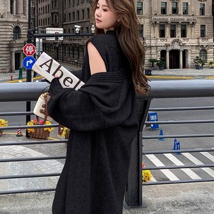 温柔慵懒风针织连衣裙套装 两件套 女高级感秋冬中长款 显瘦毛衣开衫