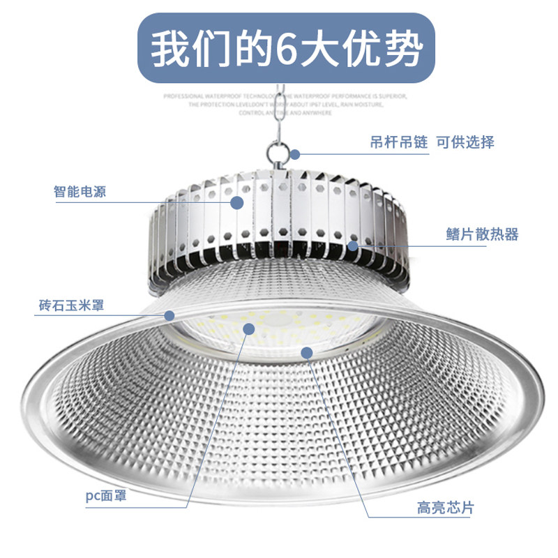 国虎照明 LED鳍片100W工矿灯超亮强光工厂房吊灯车间灯体育馆用灯