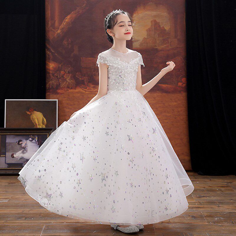 女童礼服儿童公主裙小孩花童婚纱摄影走秀表演主持人钢琴演出服装