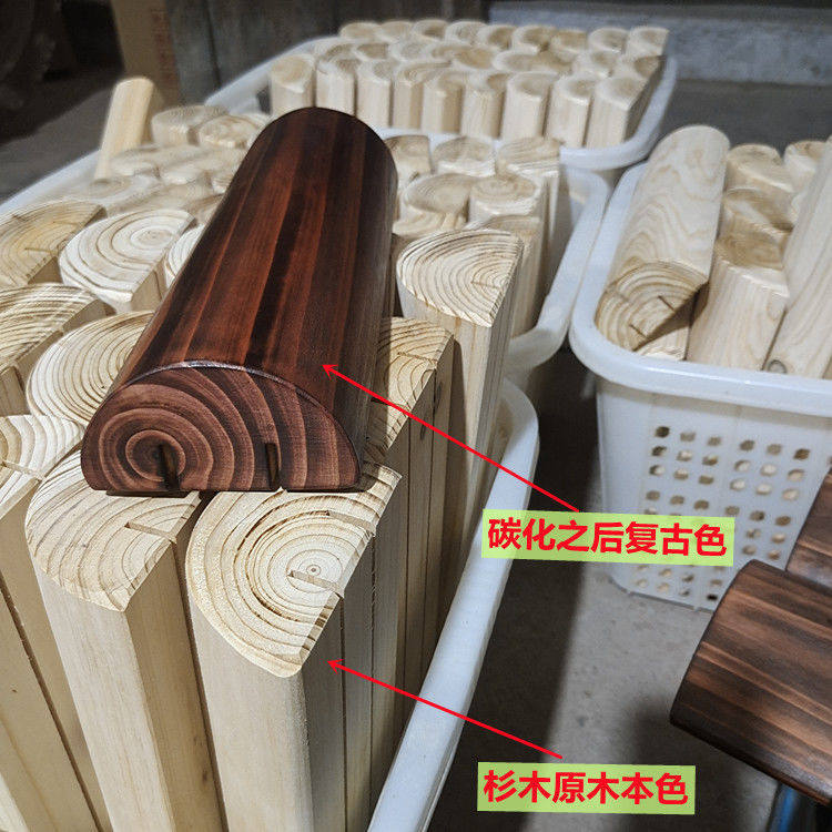 实木原木复古午睡汗蒸房颈椎枕头枕腰垫香杉木整木制作一体成型