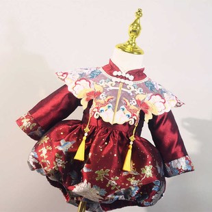 周岁唐装礼服长袖秋冬宝宝中式抓周婴儿新中式儿童服装过年唐装