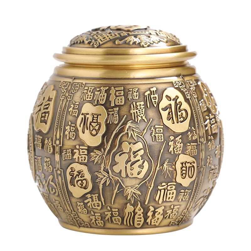 纯铜百福缸存茶盒茶仓普洱醒茶储存罐子茶叶罐密封罐高档小号金属