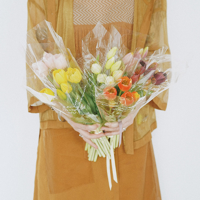 教师节花艺单支玫瑰透明包装袋单枝鲜花包装纸材料单只花束插花袋