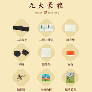 宏艺凤鸣二胡乐器初学者成人通用橡木二胡黑檀二胡紫檀二胡赠配件