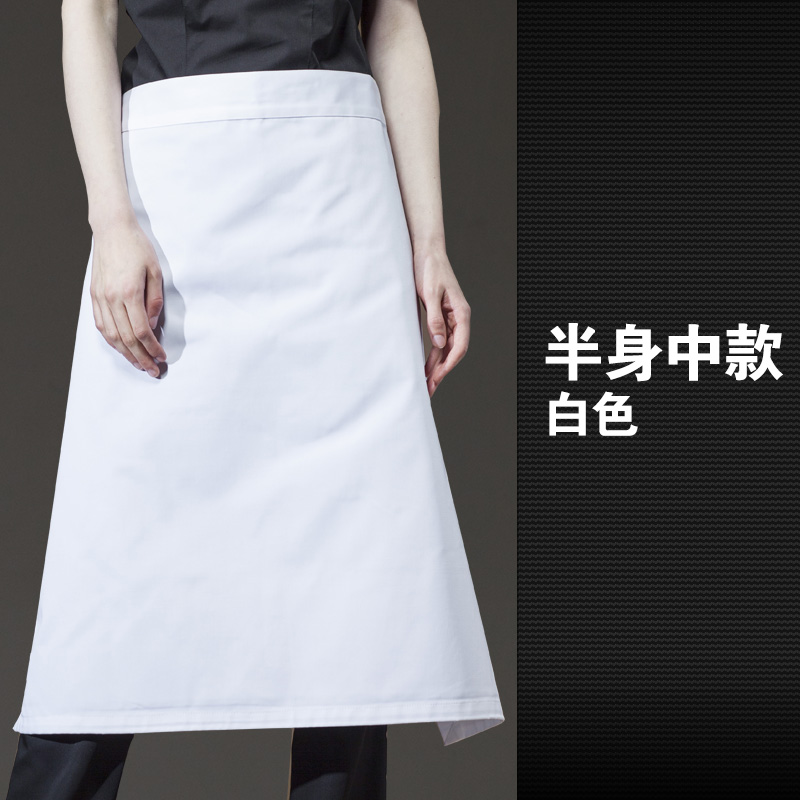 厨师围裙半身男防水主厨围裙厨房工作服围腰定制logo餐饮围裙黑色