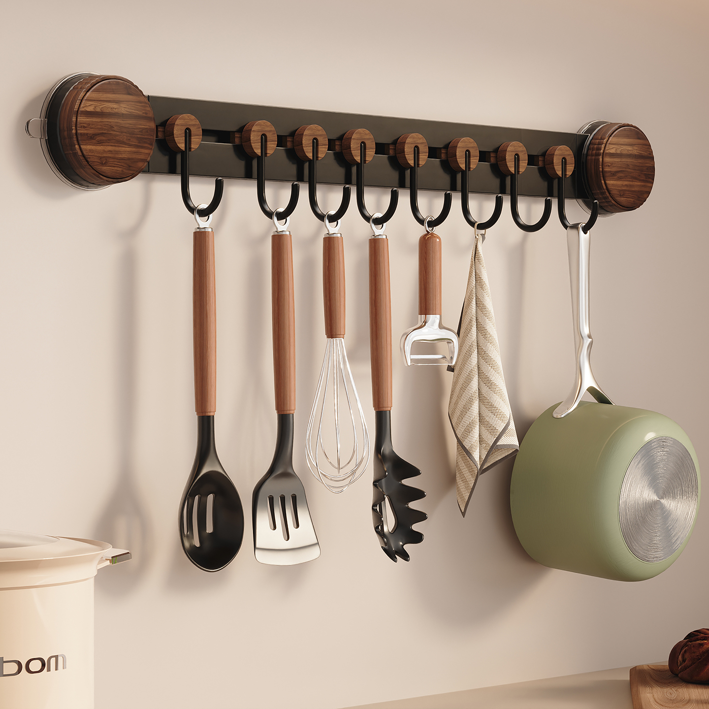 旋转吸盘厨房挂钩中古风