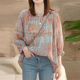 七分袖 文艺复古时尚 新款 女2025夏季 宽松显瘦上衣 印花圆领雪纺衬衫