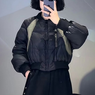 韩版休闲风纯色简约圆领短款棉衣女冬季新款保暖显瘦气质穿搭外套