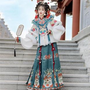 加厚云肩马面裙古装 冬季 原创明制汉服女2025新款 仔拾柒_舞狮年年