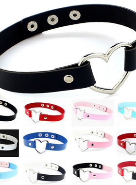 环保PU皮日本原宿朋克爱心项链