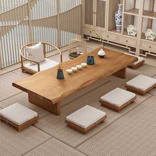 餐厅实木榻榻米矮桌 办公室仿古接待茶桌椅组合茶室休闲泡茶桌日式