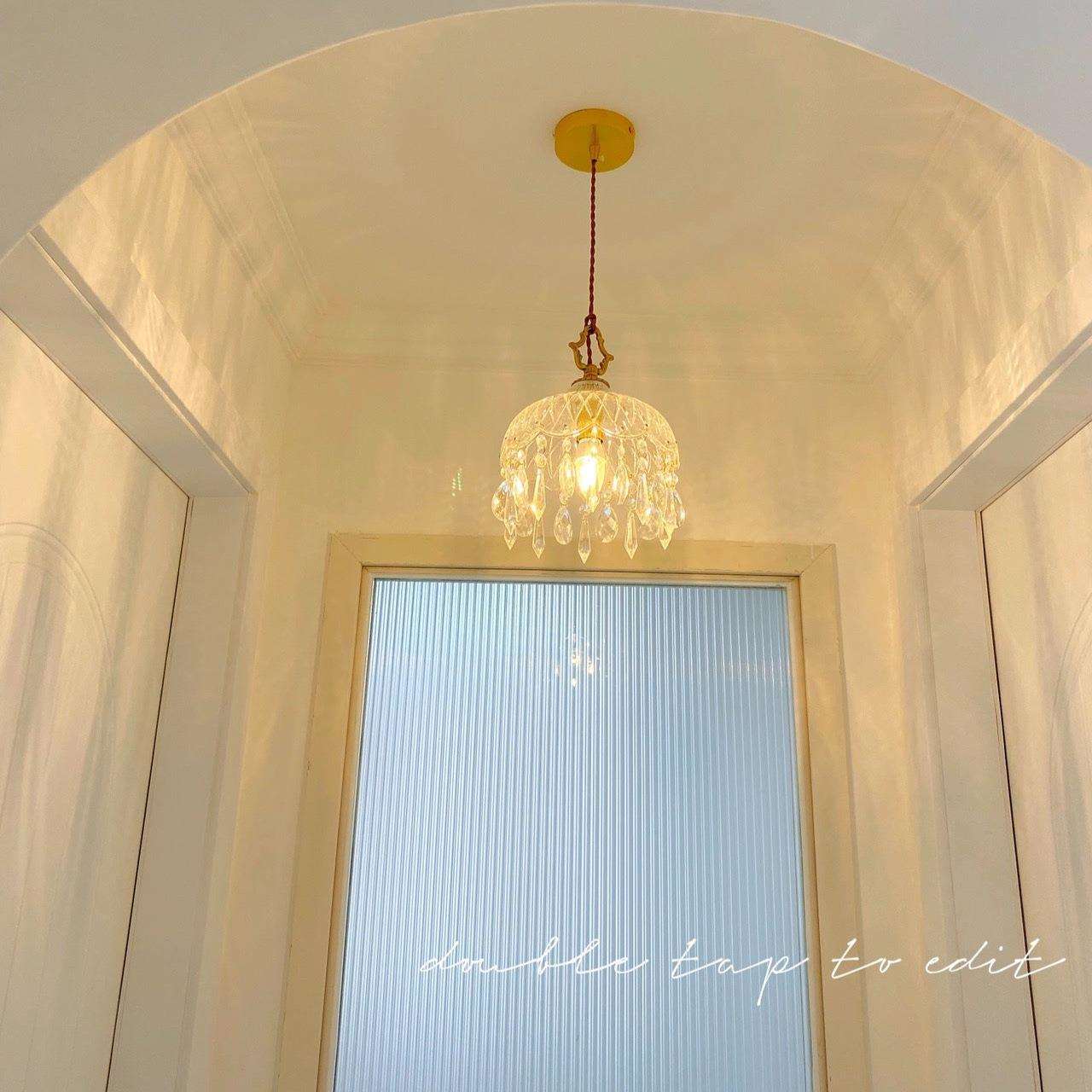 全铜法式复古轻奢水晶小吊灯设计师吧台玄关灯艺术过道卧室床头灯