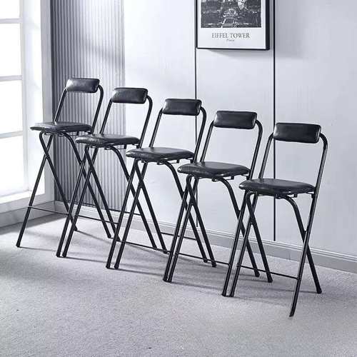 便携折叠酒吧椅子前台椅高脚凳桥钓椅休闲靠背餐椅吧台椅收银金属