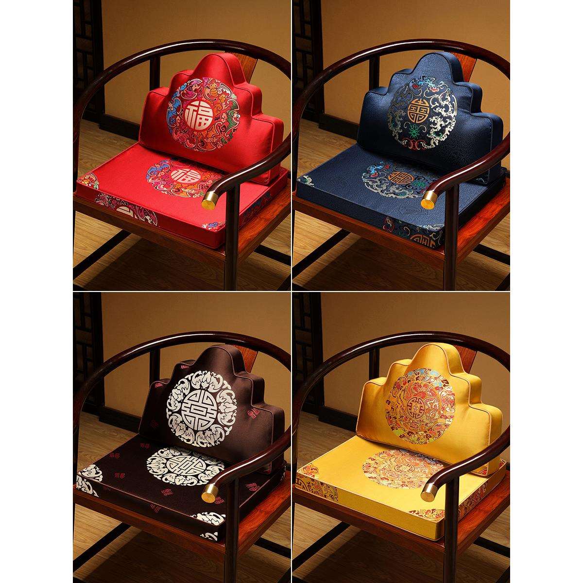 新中式椅垫坐垫透气垫子办公室久坐软垫凳子垫屁垫加厚椅子垫夏季